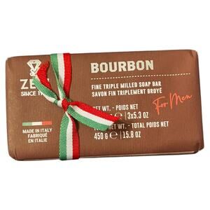 Zeni Bourbon Triple Milled Soap Set 3 Bars Made in Italy Mens Luxury Soap